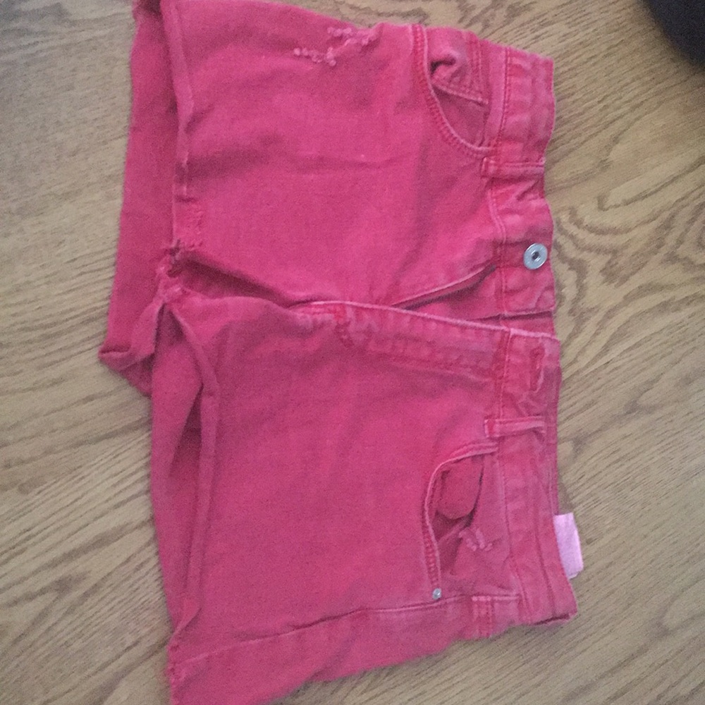 Red jean shorts!